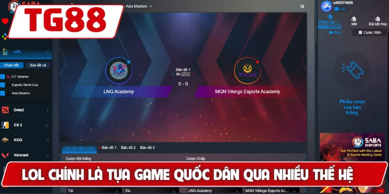 Cá Cược Esports Tại TG88 – Cơ Hội Thắng Lớn Mỗi Ngày 6 LOL chính là tựa game quốc dân qua nhiều thế hệ